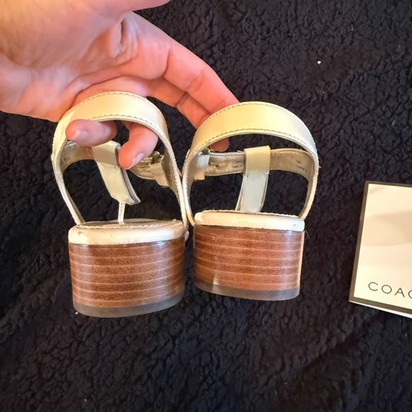 Coach Cream Sandals with Gold Buckle - Picture 12 of 14